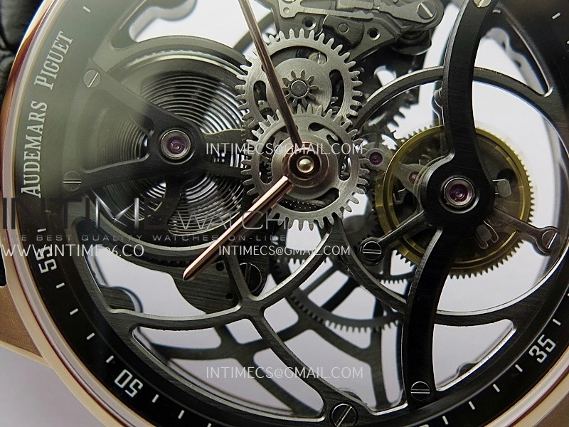 Code 11.59 26600OR RG APPF Best Edition Black Skeleton Dial On Black Leather Strap Asian Tourbillon